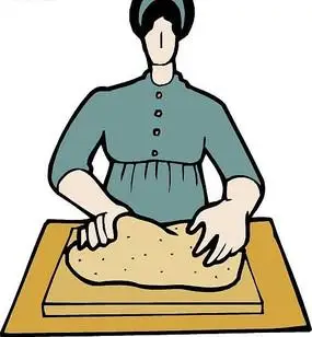 手绘正在揉面团的女人