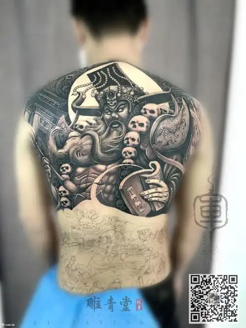 满背阎王 判官_纹身图案手稿图片_雕青堂的纹身作品集