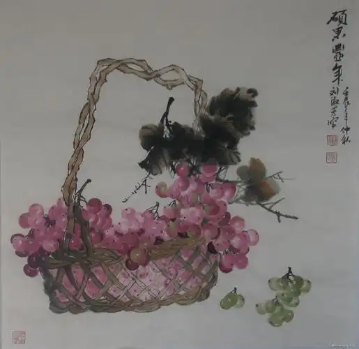 刘淑芳国画葡萄《硕果丰年》||书画商城|书画家直销商城-三典轩