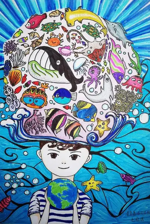 主题绘画|关爱海洋生物,保护海洋环境.