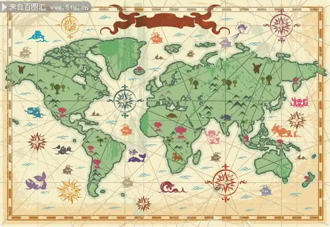 海盗地图矢量素材