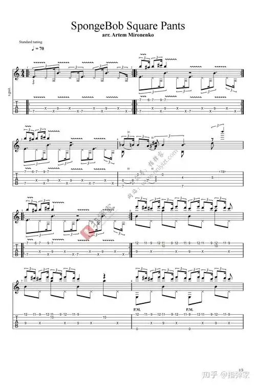 附谱海绵宝宝spongebob主题曲吉他指弹独奏