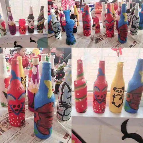 官庄镇中心幼儿园,太阳(2)班艺术装饰课《瓶子变身》