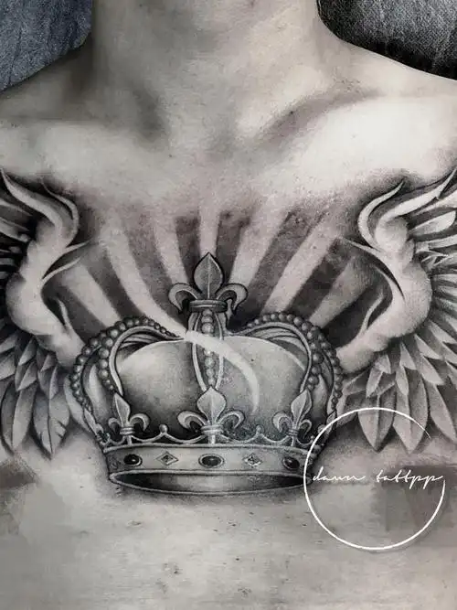 花胸翅膀_纹身图案手稿图片_张博的纹身作品集