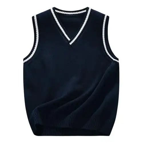 儿童校服毛背心男女童鸡心领针织马甲秋冬季中小学生v领毛线背