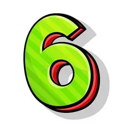 等大的绿色的和红色的闹着玩的数字六从字体设计vect