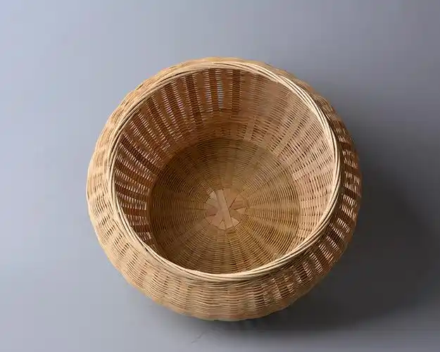 放馒头筐带盖竹筐圆形收纳筐竹编制品鸡蛋筐编织装馒头篓馍筐家用大号