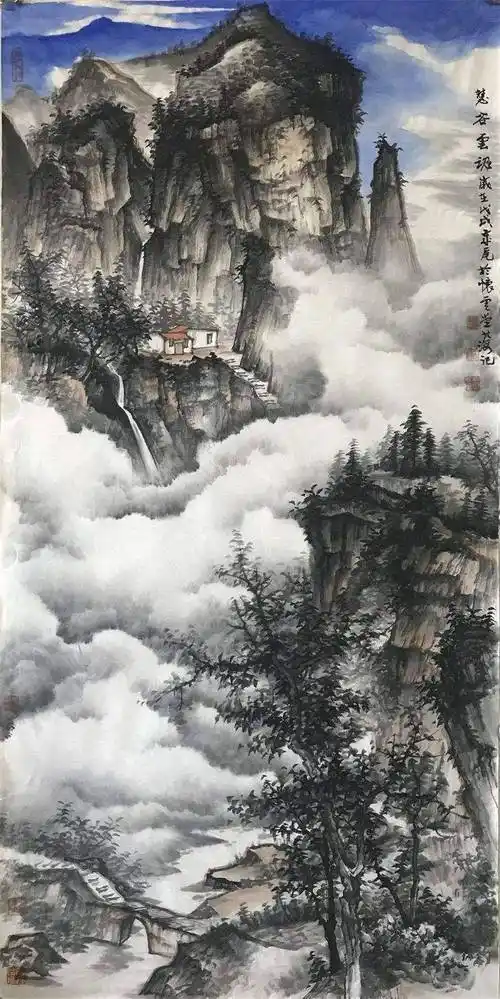 这组山水画漾溢着一股清新的生活气息云雾缭绕宛如仙境