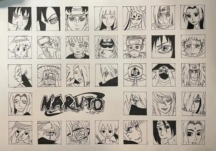 手绘格子画火影忍者