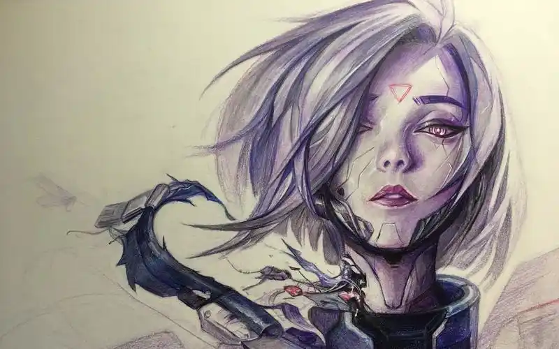 有芽酱英雄联盟无双剑姬彩铅手绘