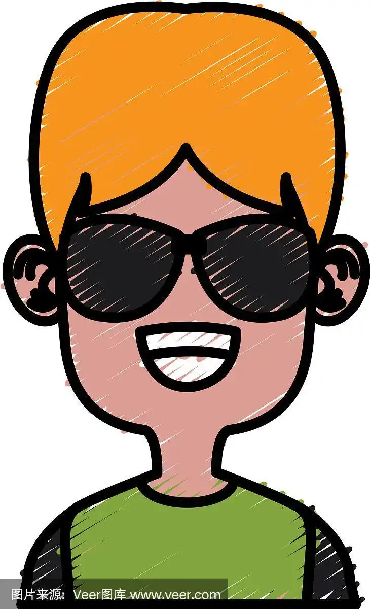 戴墨镜的男孩卡通