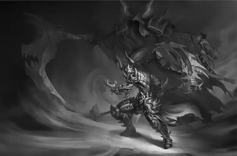 润色画法  过程图   死神 镰刀 骷髅 暗黑