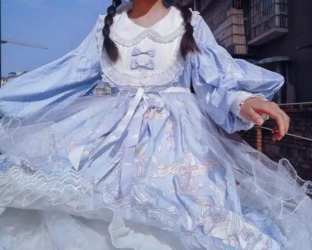 洛丽塔蓝色裙子公主洋装日系天使甜美现货大码连衣裙