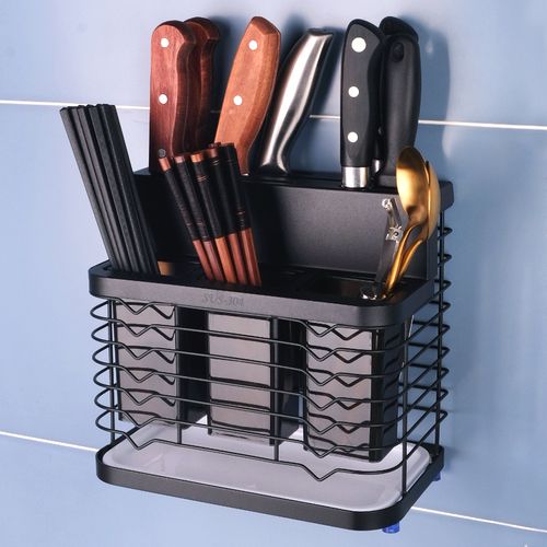 不锈钢厨房刀架家用刀具筷子一体置物架多功能台面刀架