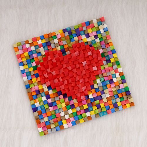 七夕情人节立体爱心积木像素画相框生日礼物diy手工心形拼图拼装 爱心