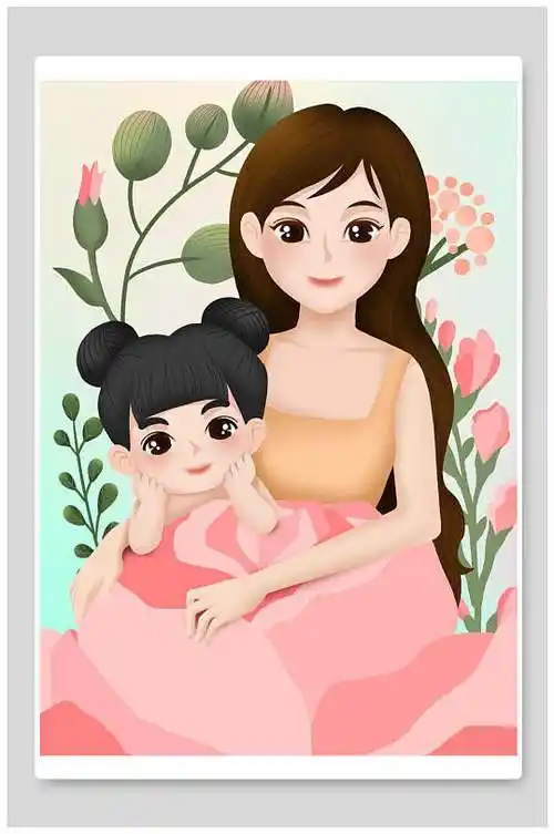 立即下载卡通人物母亲节日海报立即下载清新唯美感恩母亲节花朵海报