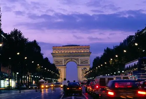 地理,旅行,法国,巴黎,香榭丽舍大街,看,拱形,夜景,大道,街道