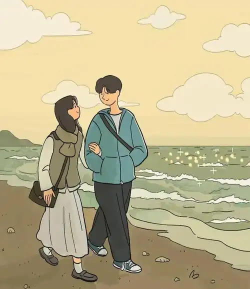 甜蜜且治愈的情侣日常场景插画特别温馨的感觉很舒服的画风