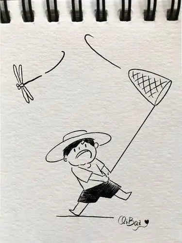 简笔画男孩童年的回忆抓蜻蜓