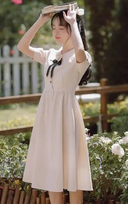 伊漫希夏季新款文艺小清新少女高中初中女生裙子夏天连衣裙学生裙子