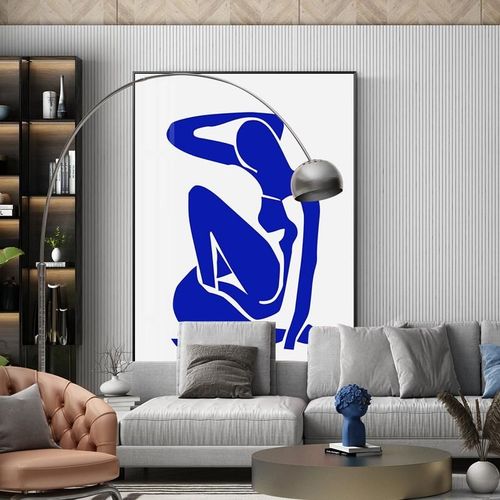 马蒂斯抽象人物克莱因蓝装饰画现代简约极简沙发落地艺术客厅挂画