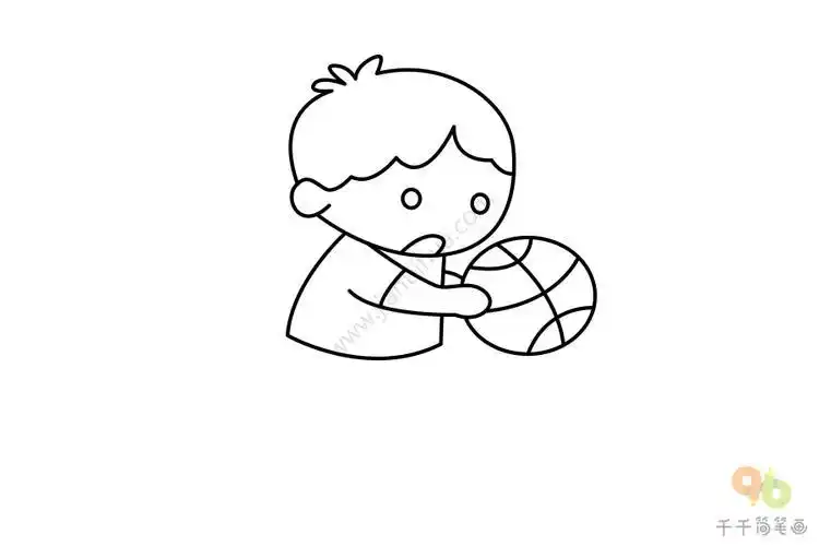 卡通小男孩打篮球简笔画