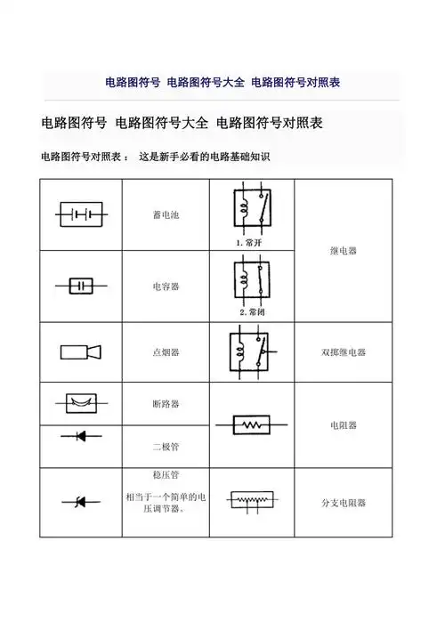 电路图符号电路图符号大全电路图符号对照表