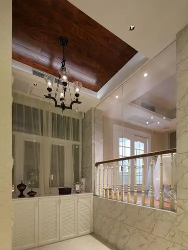 现代混搭欧式超高门厅入户花园吊顶装修效果图