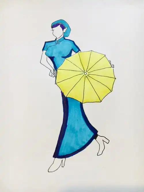 《旗袍之美简笔画》