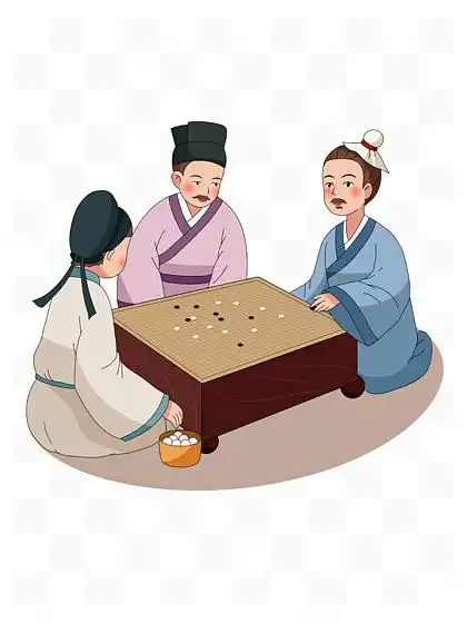 5526手绘古风古人人物下围棋场景元素5547542中国风卷轴复古古代古典