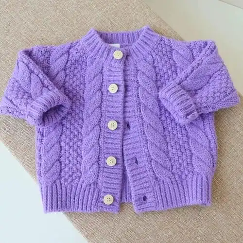 2023春秋新款女童麻花洋气毛衣女孩子外套女宝宝针织开衫婴儿童装