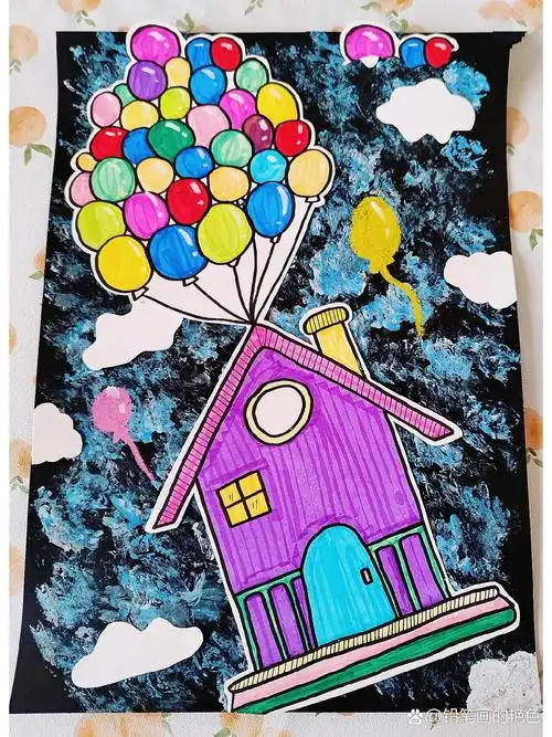 美术范画266566——会飞的房子