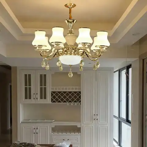 客厅欧式水晶吊灯8头大气金色灯现代简约餐厅卧室6头简欧吊灯套餐