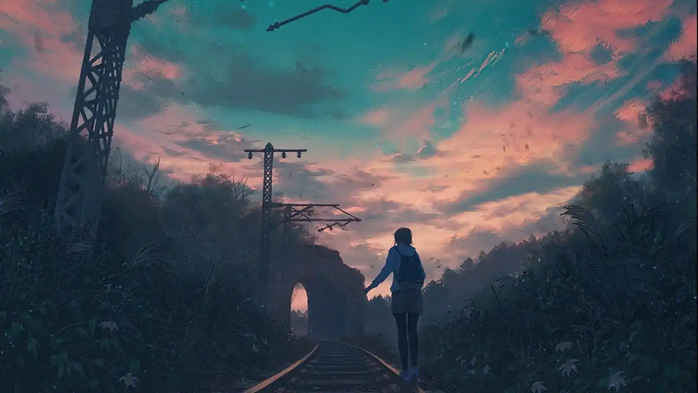 唯美二次元动漫风景美图壁纸:只可惜,万般景象不及你