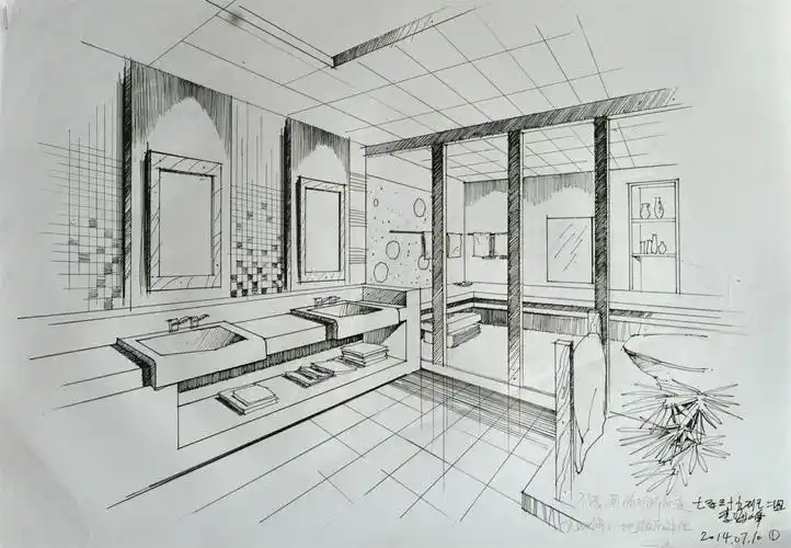 卫生间手绘表现