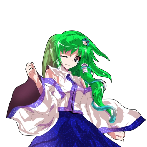 黄昏风 的东风谷早苗   衣服的情况不怎么清楚  可能是原版立绘就有的