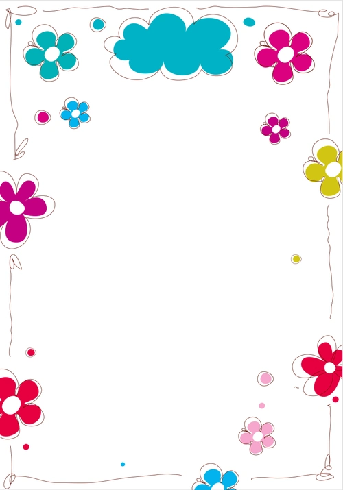矢量卡通手绘花朵云彩边框背景素材