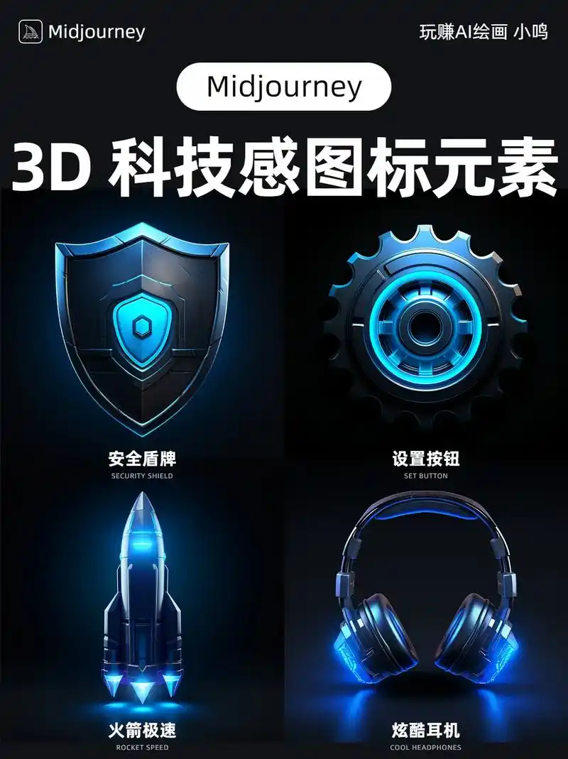 midjourney 科技感3d图标设计.😍最近尝试了下如 - 抖音
