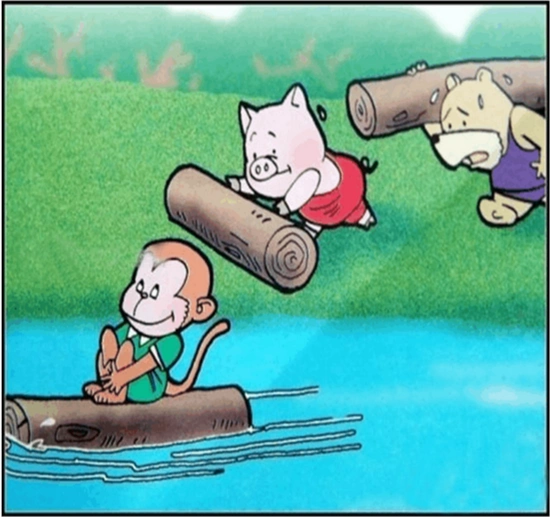 二年级看图写话图片和范文:《过河》