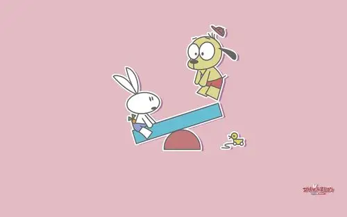 淘气小伙伴,童年时光,萌,跷跷板,卡通功夫兔与菜包狗壁纸图片