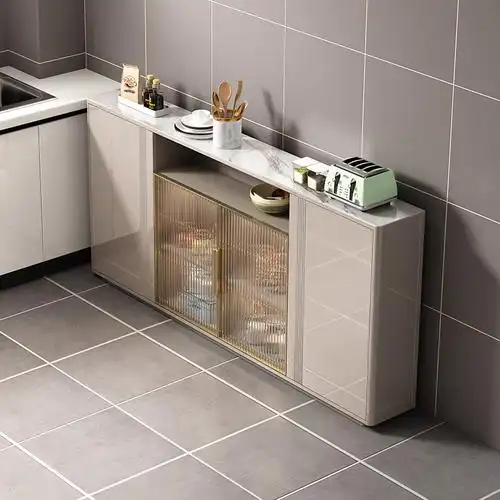 轻奢岩板超薄餐边柜窄型厨房碗柜小尺寸储物柜现代简约柜子25 cm