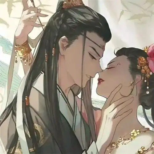 古风情头动漫一左一右分开高清图片_情侣动漫头像_头像屋