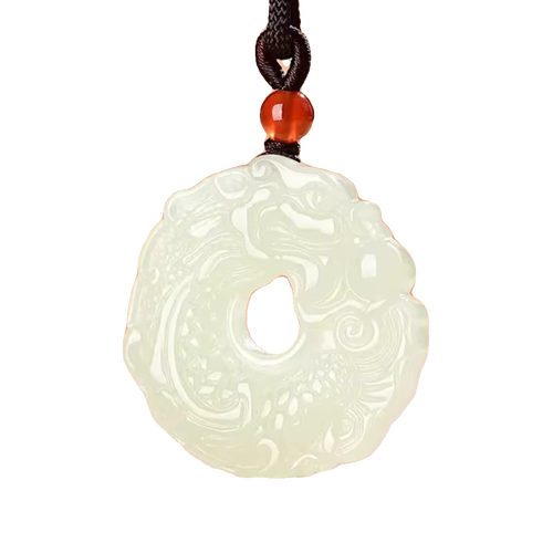 和田玉祥龙平安扣吊坠龙年本命年龙形项链雕刻男女情侣款玉佩玉坠