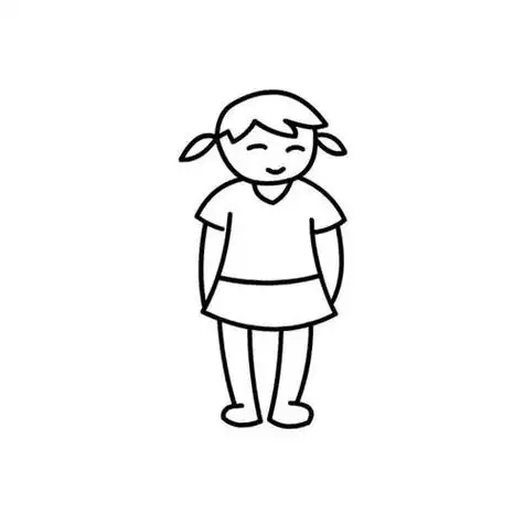 女孩侧身简笔画优美的