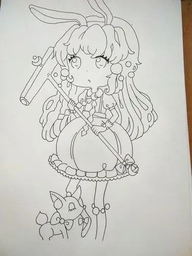 彩铅卡通画||可爱兔女孩的绘制过程 - 简书