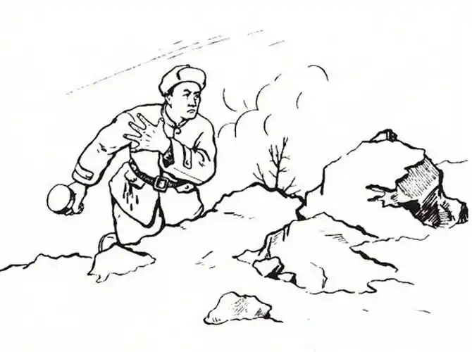 民族英雄黄继光简笔画