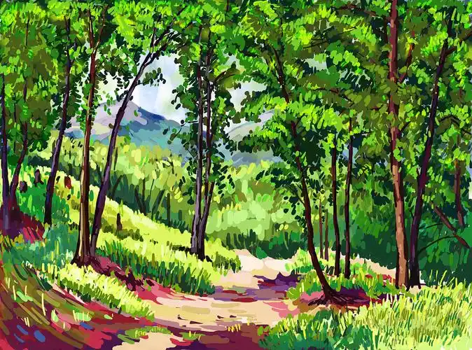 插画临摹练习—树林