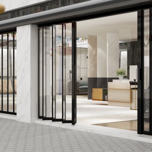 铝合金水晶折叠门洗车房防水隔断门帘商铺店面美容工位推拉门隔温