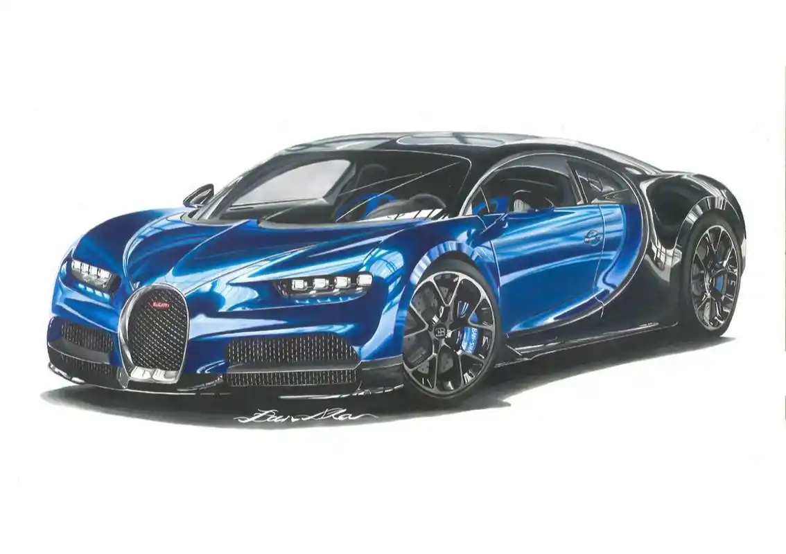 【汽车手绘】bugatti chiron9373 第二次画布加迪,第一次画chiron
