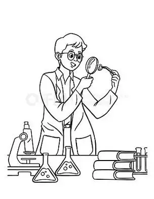 科学家隔离儿童着色页